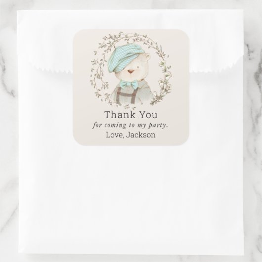 ヴィンテージおもちゃテディベアボーイの誕生日のお願い スクエアシール (バッグ)