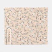 ヴィンテージおもちゃパターンピンク/黄色ID783 フリースブランケット (正面(横))