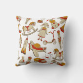 ヴィンテージおもちゃパターン赤/金ゴールドID783 クッション (裏面)