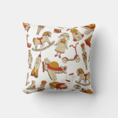 ヴィンテージおもちゃパターン赤/金ゴールドID783 クッション (正面)