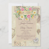 ヴィンテージおもちゃフローラベビーシャワー 招待状 (正面)