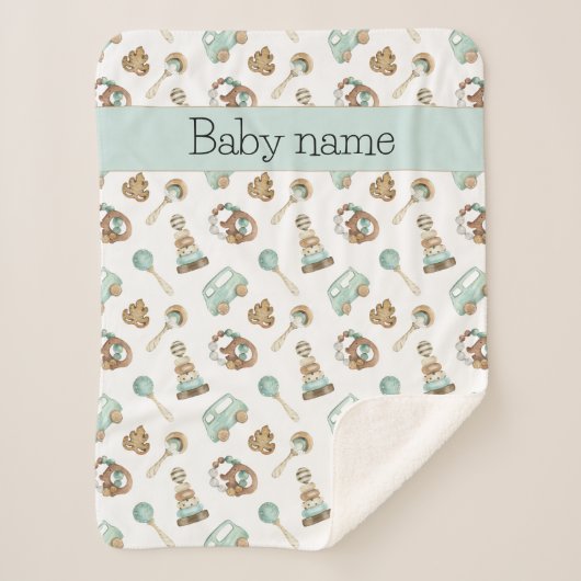 ヴィンテージおもちゃベビーガールまたはベビーカー シェルパブランケット (正面)