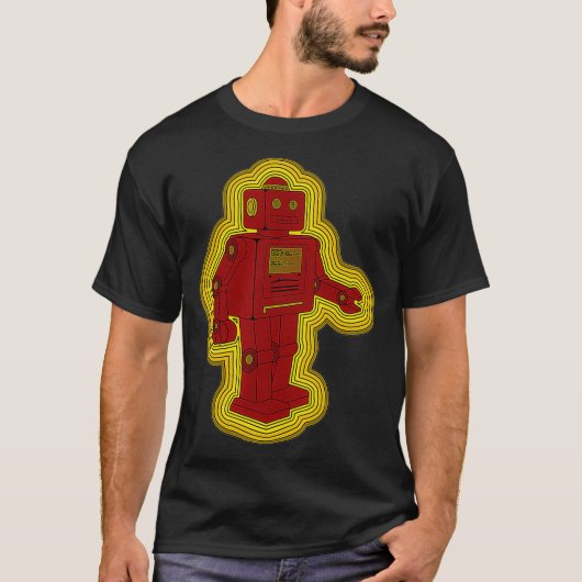ヴィンテージおもちゃロボットレトロ80sスタイルSF Tシャツ (正面)