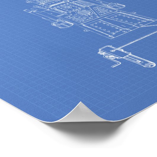 ヴィンテージおもちゃロボット1955特許アート青写真 ポスター (角)