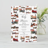 ヴィンテージおもちゃ列車カラフルが赤ちゃんシャワーを訓練 招待状 (スタンド正面)