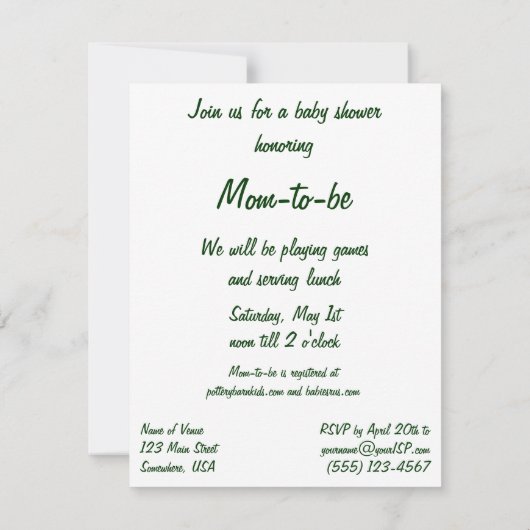 ヴィンテージおもちゃ列車赤ちゃんシャワー招待状 招待状 (裏面)