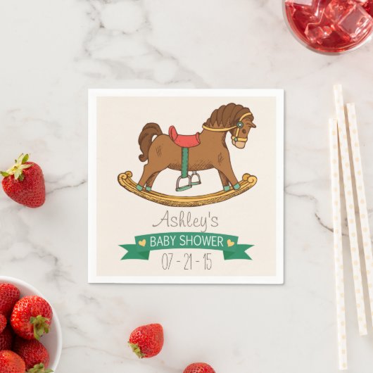 ヴィンテージおもちゃ揺動乗馬赤ちゃんシャワー スタンダードカクテルナプキン (インサイチュ)