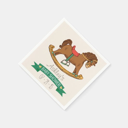 ヴィンテージおもちゃ揺動乗馬赤ちゃんシャワー スタンダードカクテルナプキン (角)