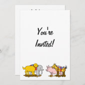 ヴィンテージおもちゃ犬、馬、豚、象の招待 招待状 (正面/裏面)