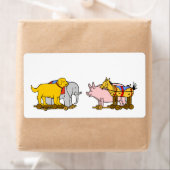 ヴィンテージおもちゃ犬、馬、豚、象 ラベル (インサイチュ)