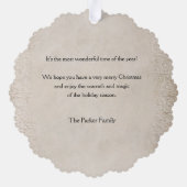 ヴィンテージおもちゃ雪のクリスマス オーナメントカード (裏面)