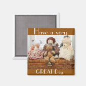 ヴィンテージおもちゃ、クマ、ウサギ、人形の写真 マグネット (正面/裏面)