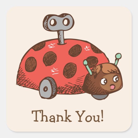 ヴィンテージおもちゃLadybug Thank You スクエアシール (正面)