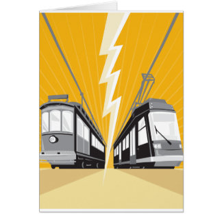 ヴィンテージおよびモダンな市街電車の市街電車の列車