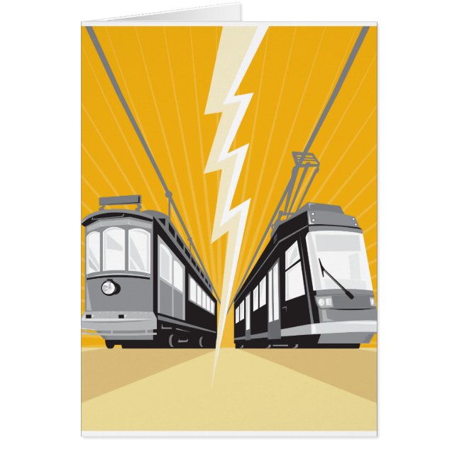 ヴィンテージおよびモダンな市街電車の市街電車の列車 (正面)