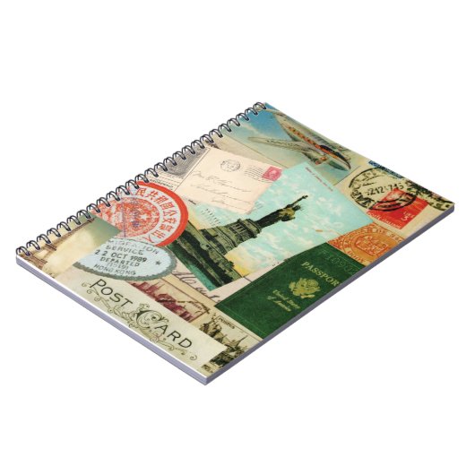 ヴィンテージおよび郵便はがき旅行ノートは押します ノートブック (左側)