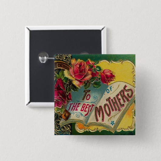 ヴィンテージお最高の母さんの日の挨拶 缶バッジ (正面&裏面)