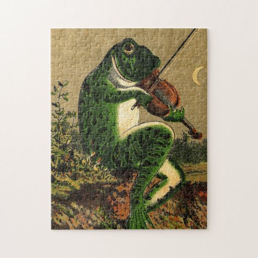 ヴィンテージお洒落でロマンチックなカエル ジグソーパズル (縦)