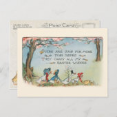 ヴィンテージお洒落イースターダックファミリー ポストカード (正面/裏面)