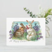 ヴィンテージお洒落イースターバニーと弓 シーズンカード (スタンド正面)
