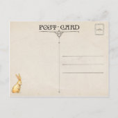 ヴィンテージお洒落イースターバニーと挨拶 ポストカード (裏面)