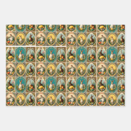 ヴィンテージお洒落イースター。イースターラム、イースター ラッピングペーパーシート