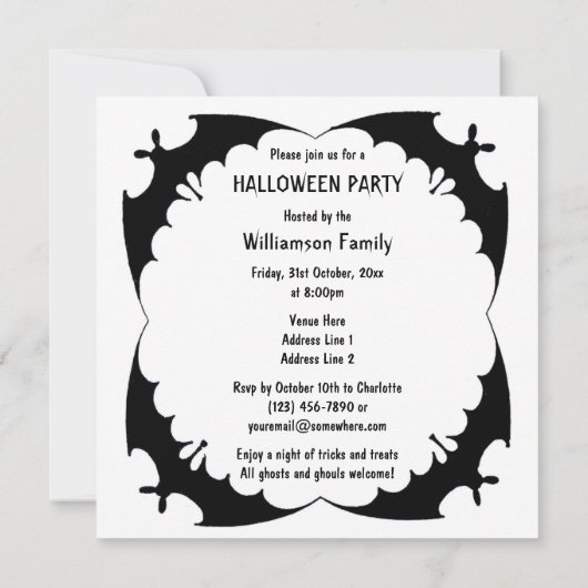 ヴィンテージお洒落ウィッチ&キャットハローウィンパーティ 招待状 (裏面)