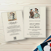 ヴィンテージお洒落カップル提案漫画結婚ズ 招待状