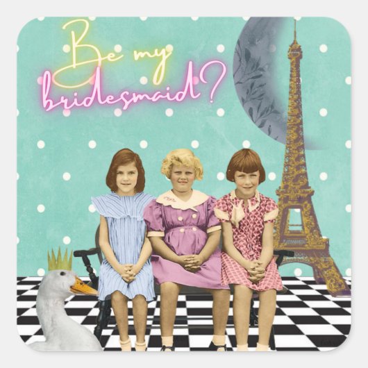 ヴィンテージお洒落キッズの花嫁リクエスト スクエアシール (正面)