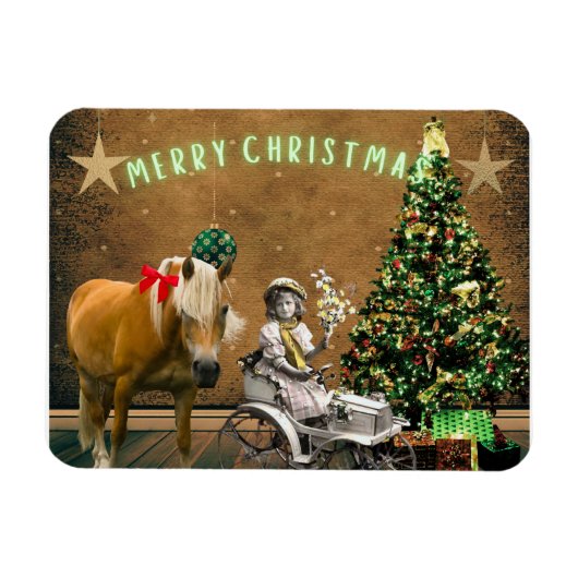 ヴィンテージお洒落クリスマスの願い マグネット (横)