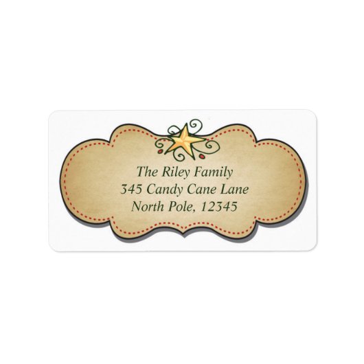 ヴィンテージお洒落クリスマススター住所 シール (正面)