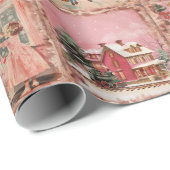 ヴィンテージお洒落クリスマスピンクパターン ラッピングペーパー (ロールコーナー)