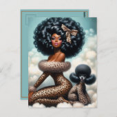 ヴィンテージお洒落グラマー: Afroピンアップヒョウ ポストカード (正面/裏面)