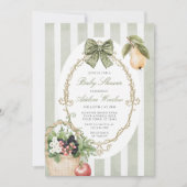 ヴィンテージお洒落セージ赤ちゃんシャワー 招待状 (正面)