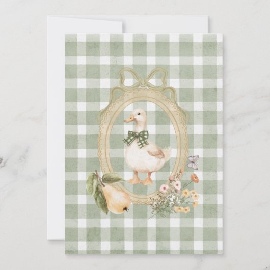 ヴィンテージお洒落セージ赤ちゃんシャワー 招待状 (裏面)