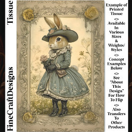 ヴィンテージお洒落ドーうさぎ、フラワーCL1デコページ 薄葉紙