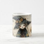 ヴィンテージお洒落ハロウィンのウィッチパーソナライズされた、 コーヒーマグカップ (中央)