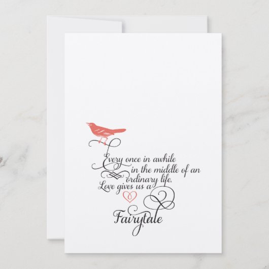 ヴィンテージお洒落ハートグリーンコーラル招待状 招待状 (裏面)