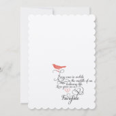 ヴィンテージお洒落ハートティール(緑がかった色)とサンゴ招待状 招待状 (裏面)