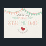 ヴィンテージお洒落バンティング日付の保存 セーブザデート<br><div class="desc">ヴィンテージお洒落バンティング日付を保存。ヴィンテージピンクとシーフォームと楽しいヴィンテージデザイングリーンバンティング、愛の鳥と愛のハートフレーズと'愛は必要なすべてである'と楽しい言葉。何か少し欲しいカップルのための完璧なデザイン違う。一致する項目が利用可能。</div>