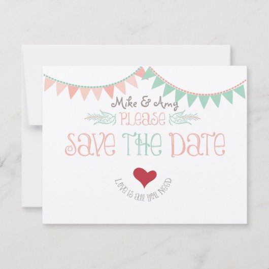 ヴィンテージお洒落バンティング日付の保存 セーブザデート (正面)