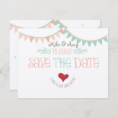 ヴィンテージお洒落バンティング日付の保存 セーブザデート (正面/裏面)