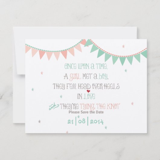 ヴィンテージお洒落バンティング日付の保存 セーブザデート (裏面)