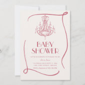 ヴィンテージお洒落ピンクベビーシャワー招待状 招待状 (正面)