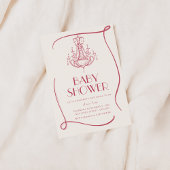 ヴィンテージお洒落ピンクベビーシャワー招待状 招待状