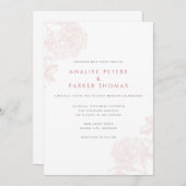 ヴィンテージお洒落ピンク植物学 招待状 (正面/裏面)