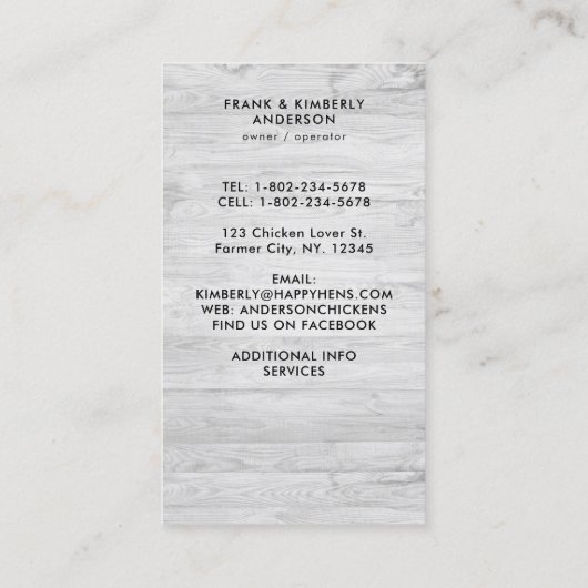 ヴィンテージお洒落ファームフレッシュエッグズチキンヘン 名刺 (裏面)