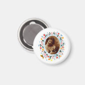 ヴィンテージお洒落フローラフレーム猫写真 マグネット (正面/裏面)