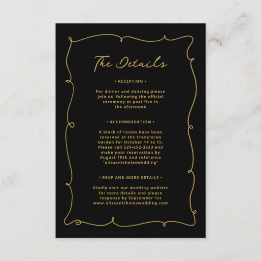 ヴィンテージお洒落ブエレガントラックと金ゴールド結婚ズ エンクロージャーカード (正面)