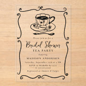 ヴィンテージお洒落ブライダルシャワーティーパーティー アクリル招待状 (正面)